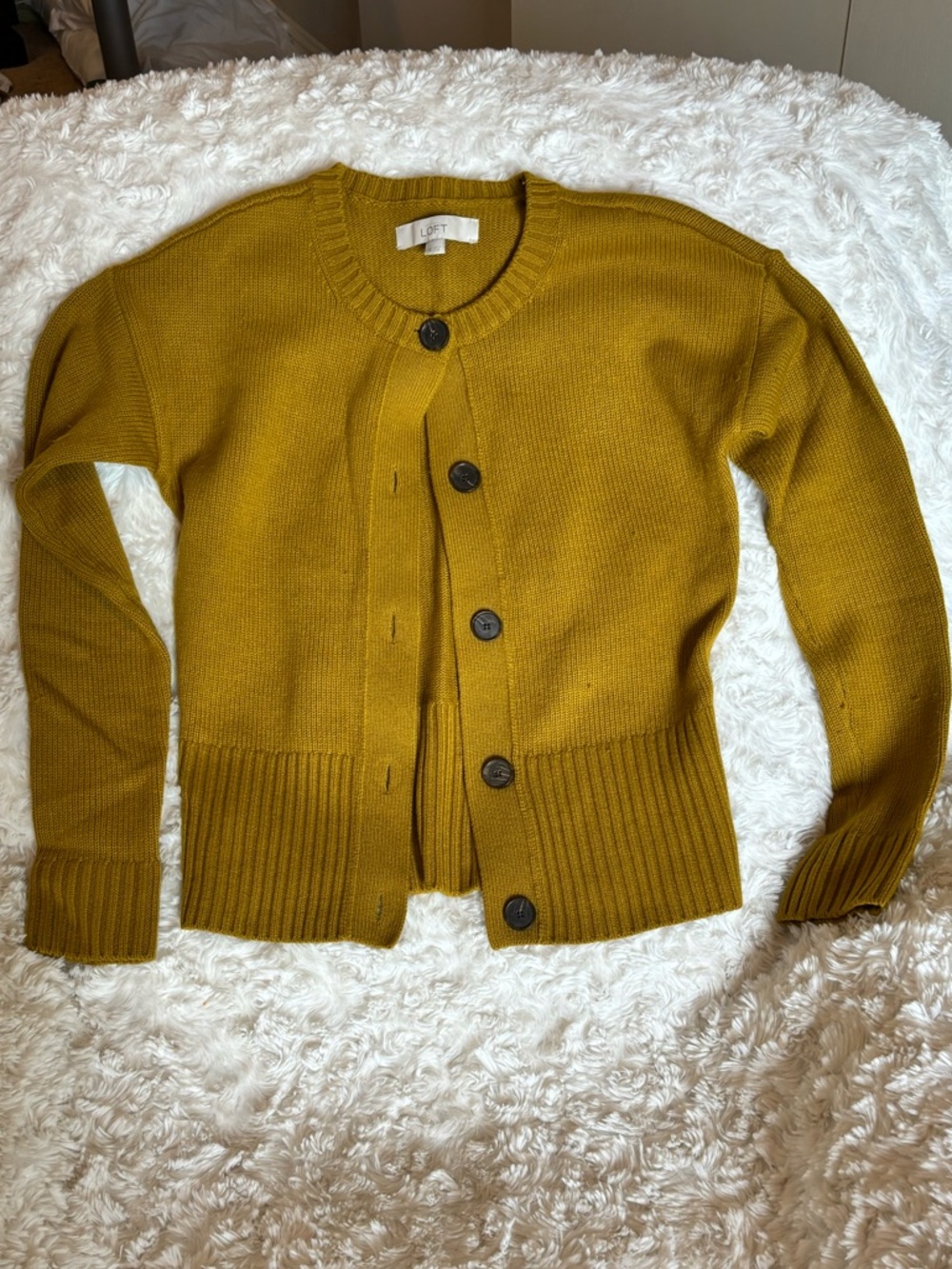LOFT Mustard Yellow Sweater Cardigan, XS, EUC